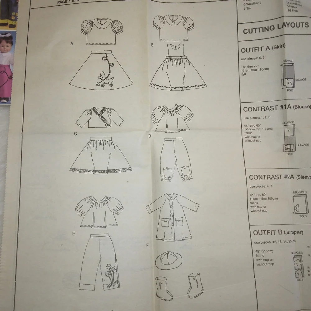 McCall's 4066 Six super cute outfits for American Girl and 18